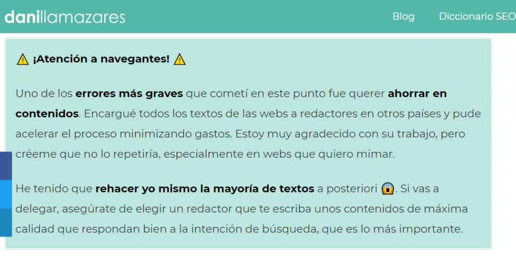 Dani Llamazares experto en seo mala experiencia copywriters de otros países